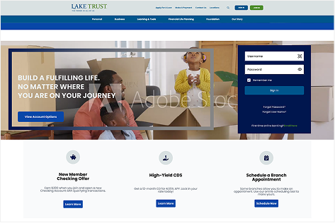 banking landing pages redesign warm welcoming interface community focused messaging personal relevance
