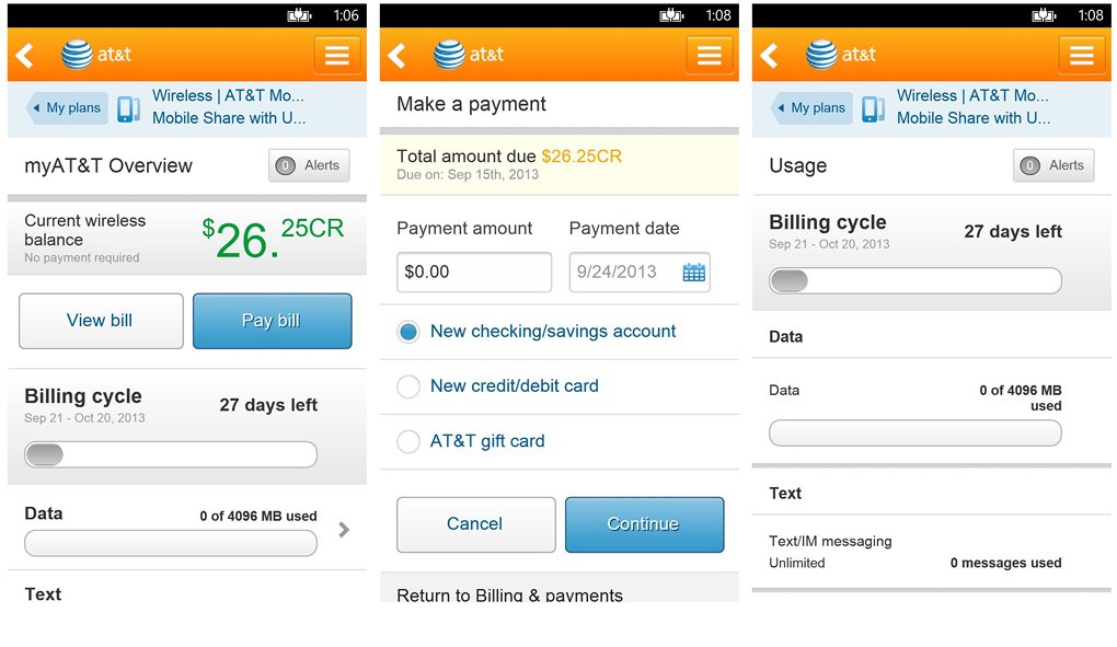 MyAT&T mobile app hybrid interface navigation user feedback usability issues